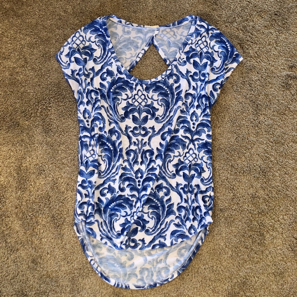 Antistar Blue & White Cutout Top